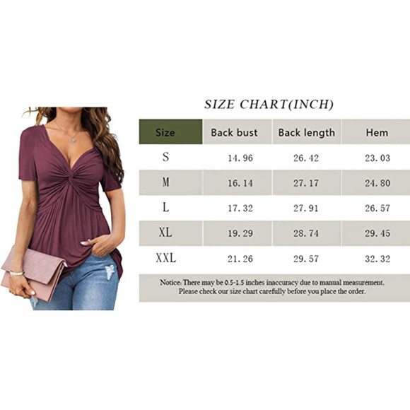 Tankaneo V-Neck Front Knotted Blouse Pullover Top Sz M - Picture 6 of 6